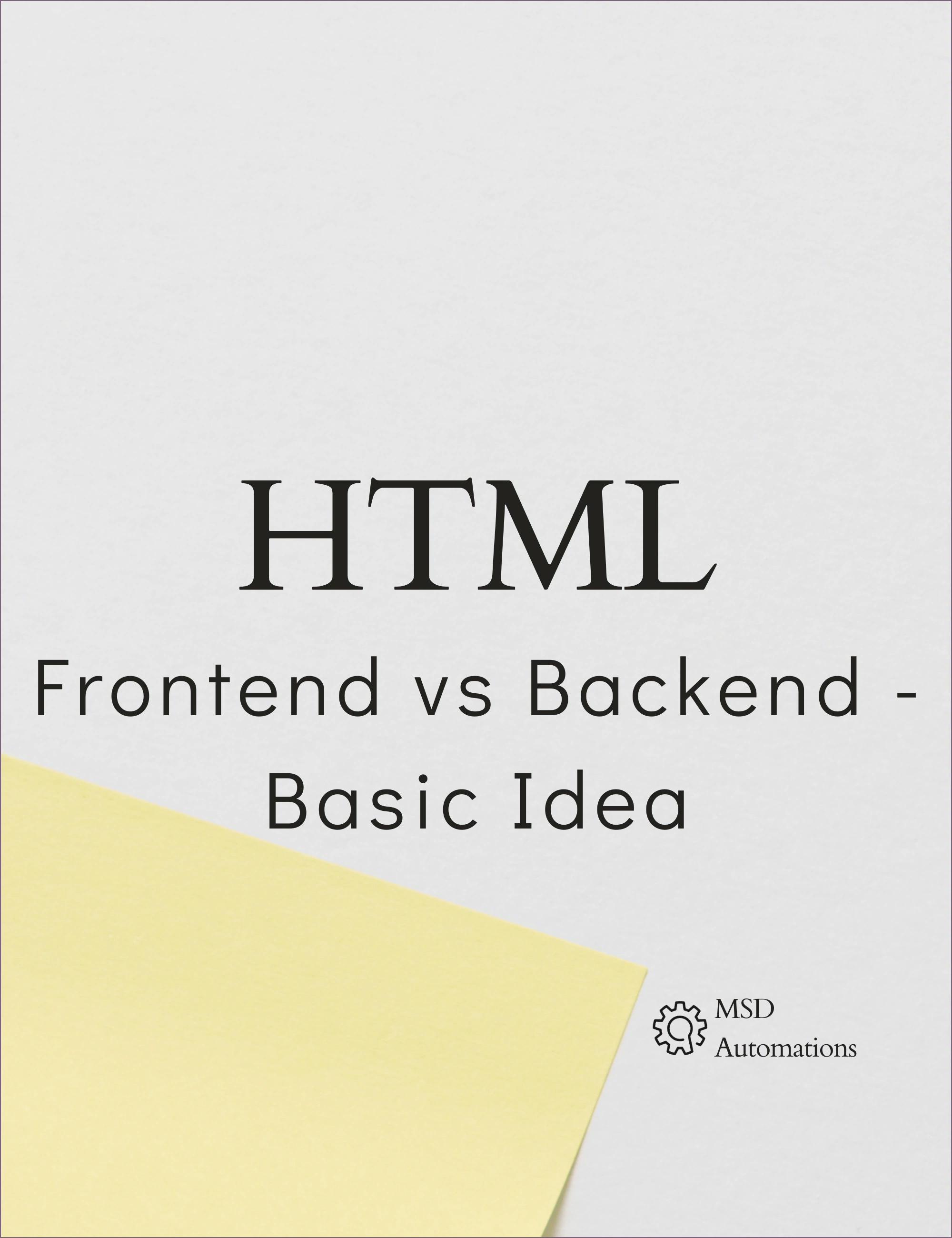 Frontend vs Backend - Basic Idea